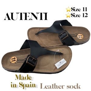 New men’s Autenti black made Spain toe thong sandals leather upper 11&12 MSRP$60